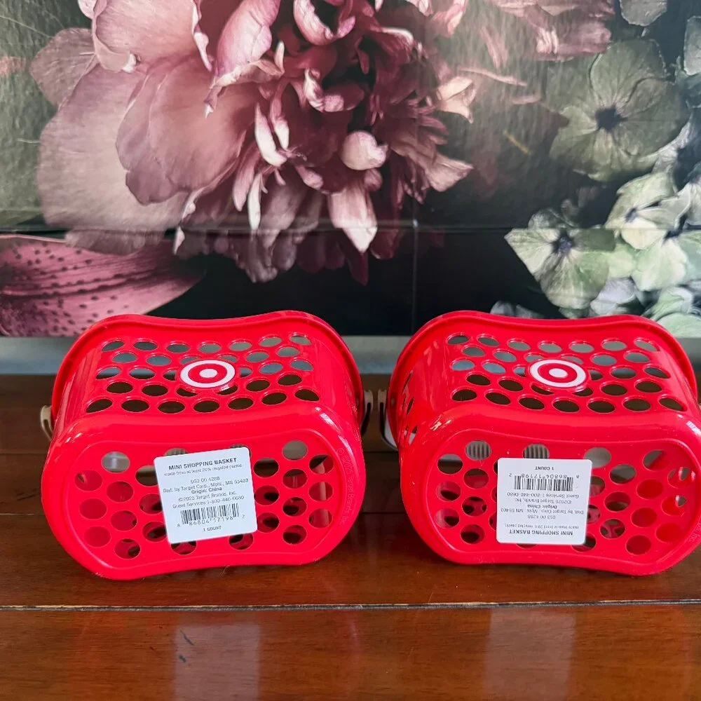 NEW 2-Pc Target Mini Shopping Basket - RED